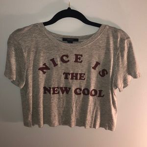 A cute grey and maroon crop top.